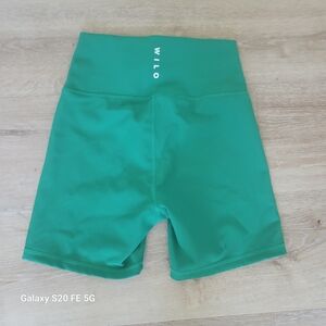 Wilo The Label Shorts Womens Small Green High Waist Biker Activewear EUC